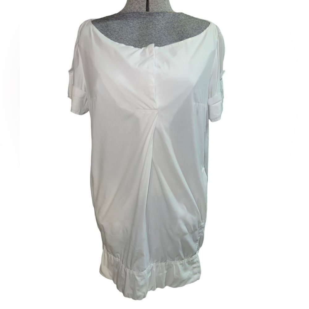 Prada White Bubble Mini Dress Blouse with Pockets